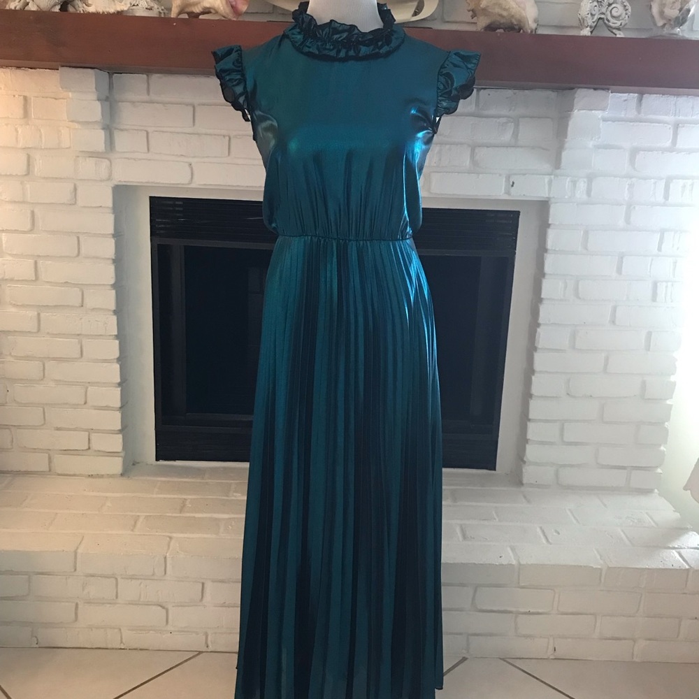 COPY - Denny Rose Dress Medium 42 Metallic Blue Maxi.